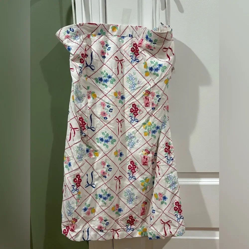Japna White Floral Mini Dress with Multicolor Bow and Blossom Print
